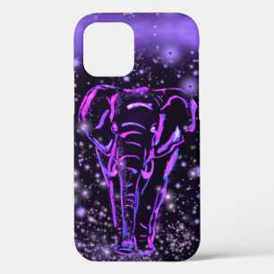 Elephant loopt op Sterrennacht Paars roze iPhone 12 Hoesje