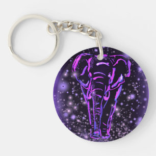 Elephant loopt 's nachts in Sleutelhanger Paars ro