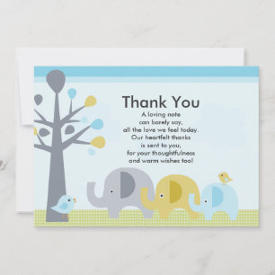 Elephant Love Baby shower Hartelijk dank Bedankkaart