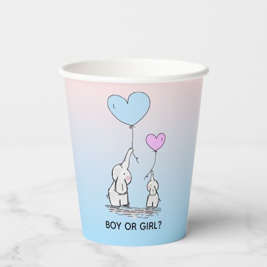 Elephant Love Design Gender onthulling Paper Cups Papieren Bekers (Achterkant)