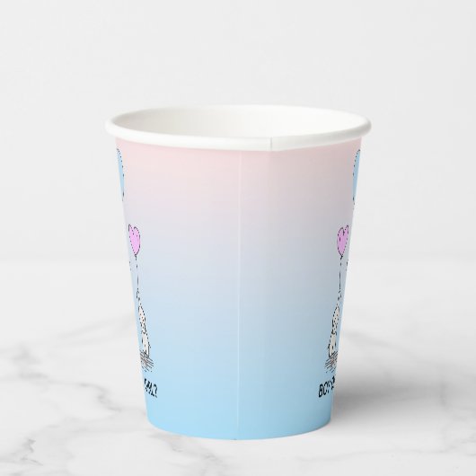 Elephant Love Design Gender onthulling Paper Cups Papieren Bekers (Rechts)
