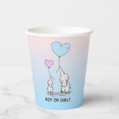 Elephant Love Design Gender onthulling Paper Cups Papieren Bekers (Voorkant)