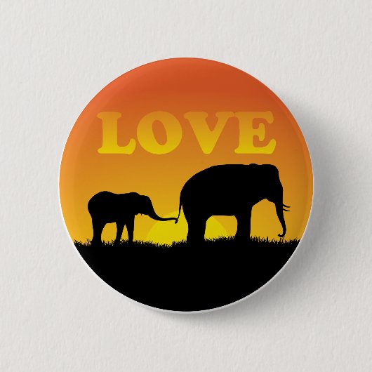 Elephant Love Ronde Button 5,7 Cm (Voorkant)