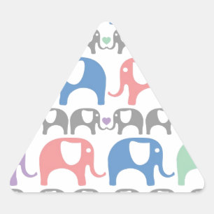 Elephant Love Soft Pastel Pattern with Hessins Driehoek Sticker