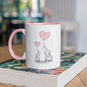 Elephant mama & Baby Roze Moederdag Baby shower Mok