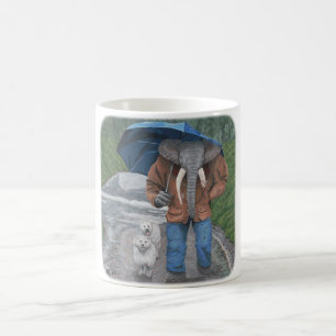 Eléphant Man Chien Marcher Imaginaire Art Café Mug