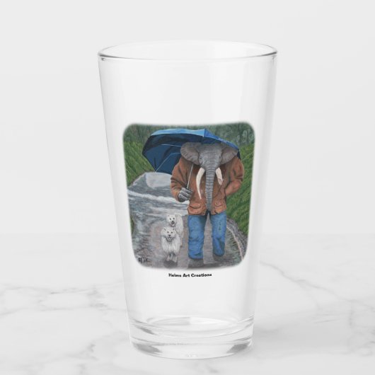 Elephant Man Walking Dogs Fantasy Art Glass Cup Glas (Voorkant)