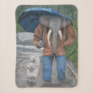 Elephant Man Walking Dogs Fantasy Sherpa Blanket Deken