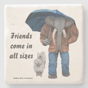 Elephant Man Walking Dogs Fantasy Stone Onderzette Stenen Onderzetter