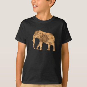 Elephant Mandala Spiritueel Pattern Gold Shadow T-shirt