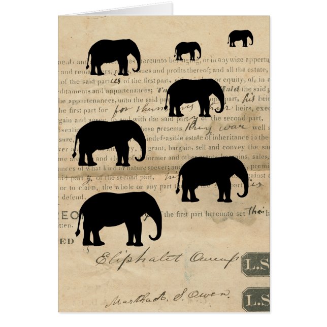 Elephant March op 1860's Deed Ephemera Kaart  (Voorkant)