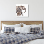 Eléphant mère avec toile d'éléphant bébé (Insitu(Chambre))