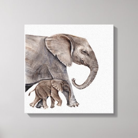 Eléphant mère avec toile d'éléphant bébé (Recto)