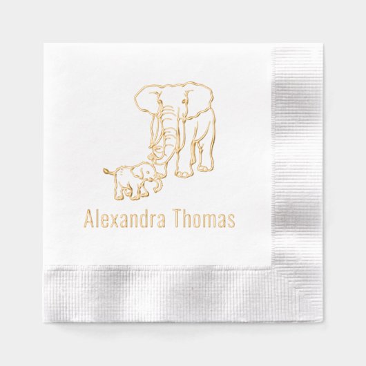 Eléphant mère et bébé avec nom (Recto)