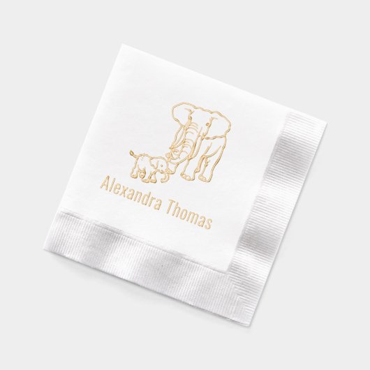 Eléphant mère et bébé avec nom (Gauche)