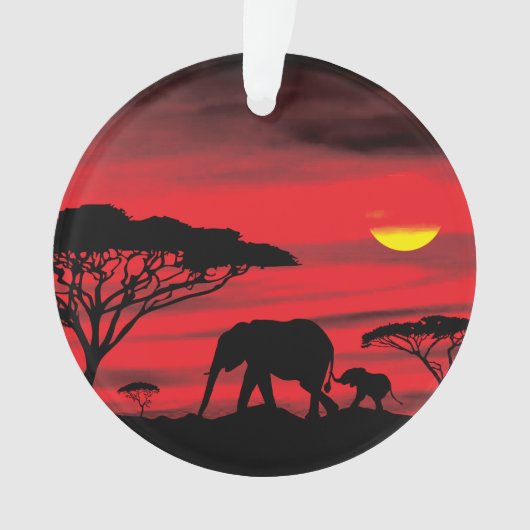 Éléphant mère et bébé dans le Serengeti (devant)