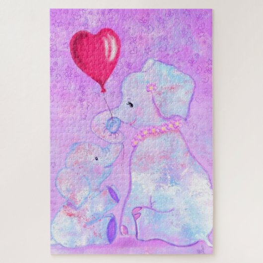 Elephant Mère et bébé Puzzle cadeau (Vertical)