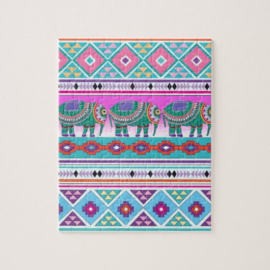 Elephant met Aztec Pattern Legpuzzel (Verticaal)