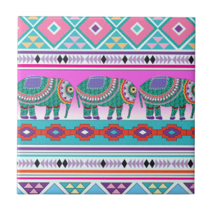 Elephant met Aztec Pattern Tegeltje