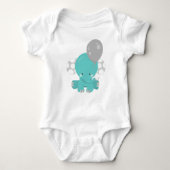 Elephant met ballon, blauw olifant, stut dier romper (Voorkant)