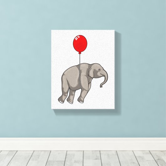 Elephant met ballon canvas afdruk (Insitu (Houten vloer))