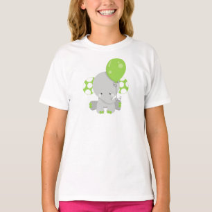 Elephant met ballon, Cute Elephant - Green Grey T-shirt