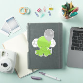 Elephant met ballon, groen olifant, stolend dier sticker (iPad Cover)
