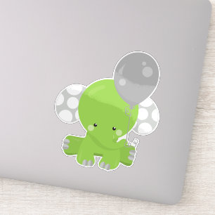 Elephant met ballon, groen olifant, stolend dier sticker