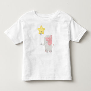 Elephant met ballon, kroon, luchtige olifant, ster kinder shirts