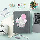 Elephant met ballon, luiend oog - roze grijs sticker (iPad Cover)