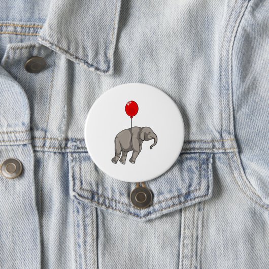 Elephant met ballon ronde button 7,6 cm (In situ)