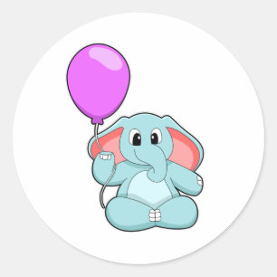 Elephant met ballon ronde sticker