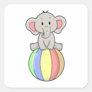 Elephant met ballon vierkante sticker
