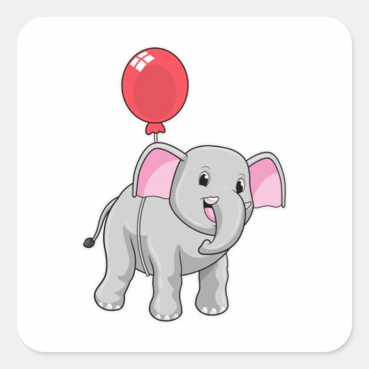 Elephant met ballon vierkante sticker (Voorkant)