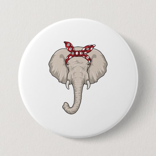 Elephant met Bandana Ronde Button 7,6 Cm (Voorkant)