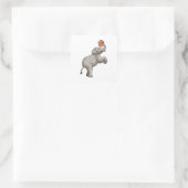 Elephant met Basketball Vierkante Sticker (Tas)