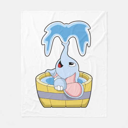 Elephant met Bathtub vol water Fleece Deken (Voorkant)