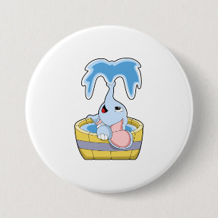 Elephant met Bathtub vol water Ronde Button 7,6 Cm