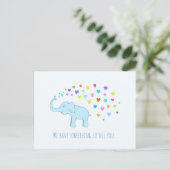 Elephant met briefkaart voor kleurenharten (Staand voorkant)