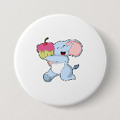 Elephant met Cake Ronde Button 7,6 Cm (Voorkant)