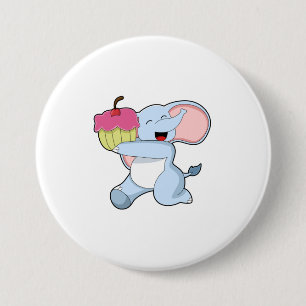Elephant met Cake Ronde Button 7,6 Cm