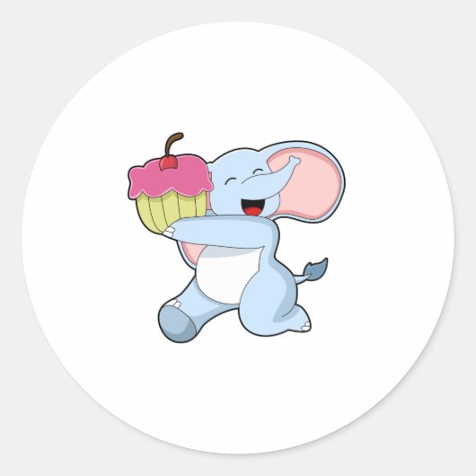 Elephant met Cake Ronde Sticker (Voorkant)