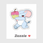 Elephant met Cake Sticker (Vel)