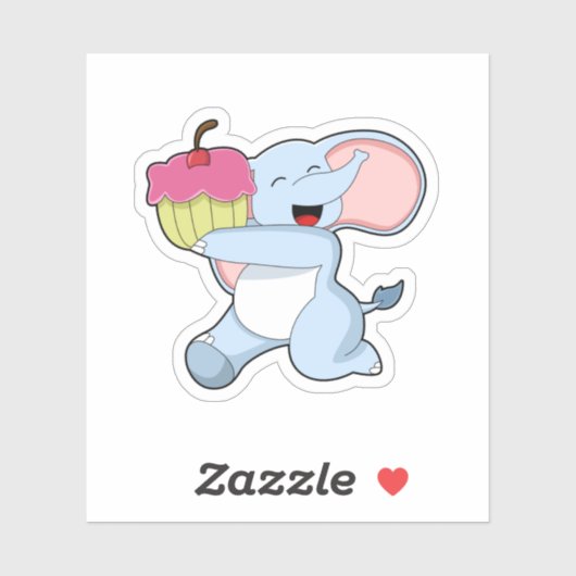 Elephant met Cake Sticker (Vel)