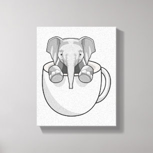 Elephant met Cup Canvas Afdruk
