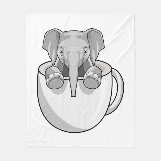 Elephant met Cup Fleece Deken (Voorkant)