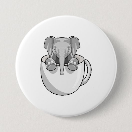 Elephant met Cup Ronde Button 7,6 Cm (Voorkant)