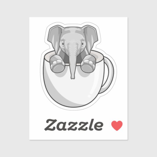Elephant met Cup Sticker (Vel)