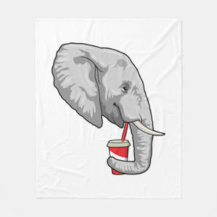 Elephant met Drink Fleece Deken