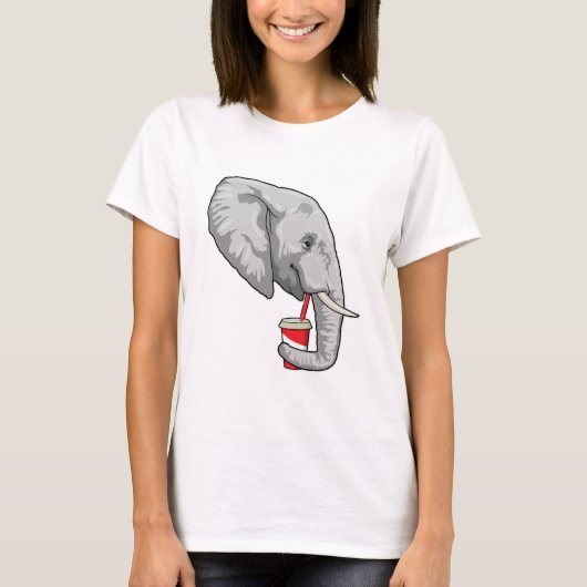 Elephant met Drink T-shirt (Voorkant)